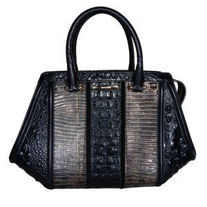 Brahmin Arden Satchel in Graphite Boreal Embossed Leather